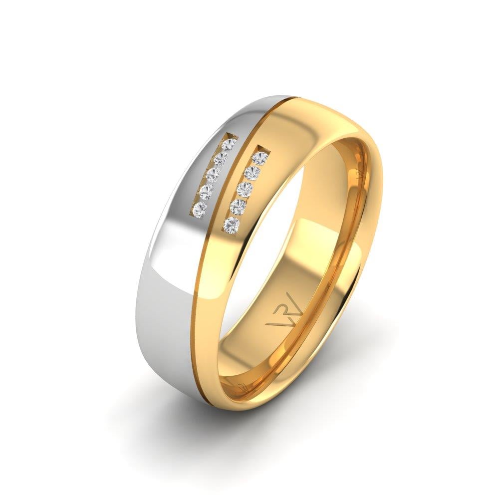 Eheringe mit Steinen für Damen, Glowise-Gelbgold und weißer Dalloz-Kristall