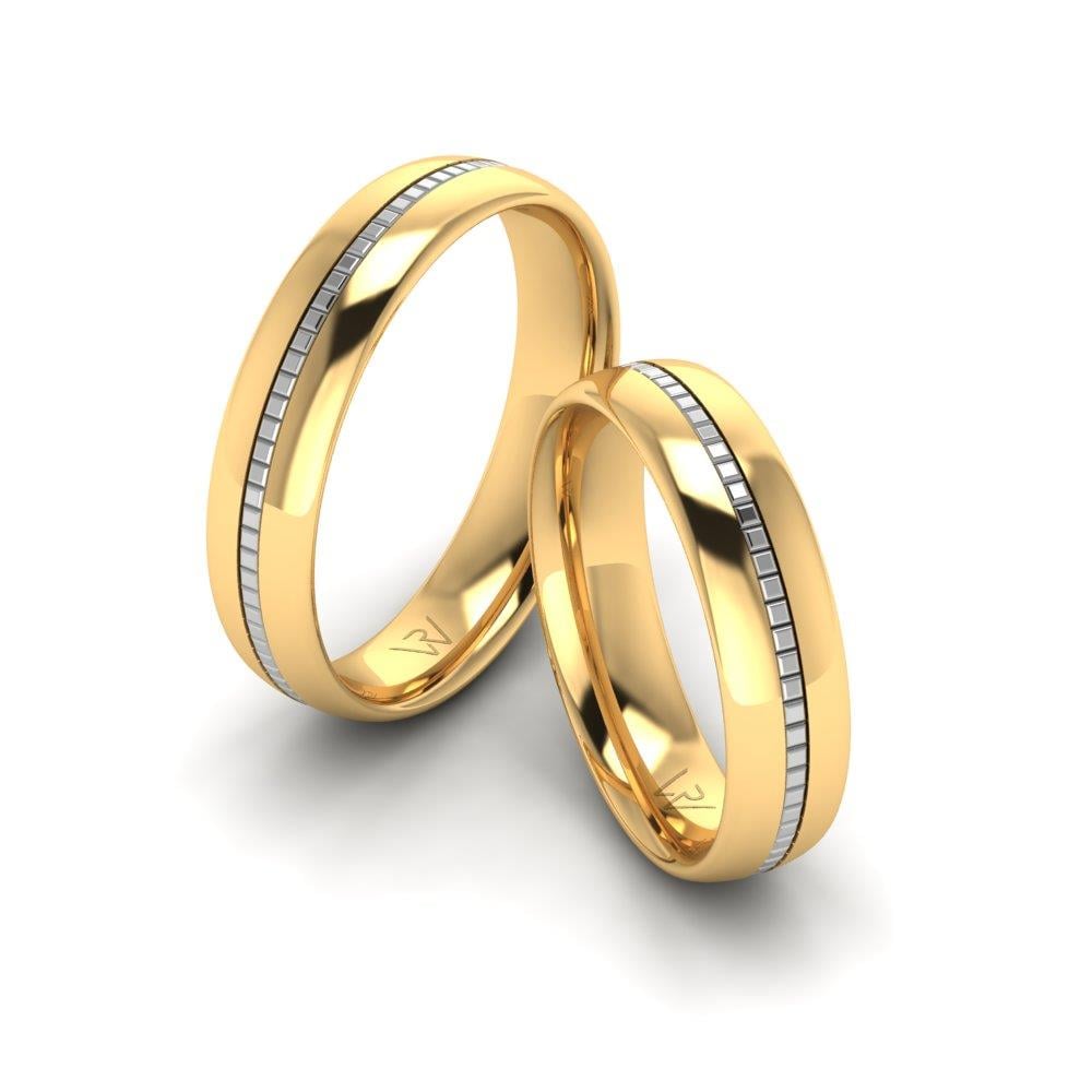 Klassische Harmonia-Eheringe aus Gelb- und Weißgold 