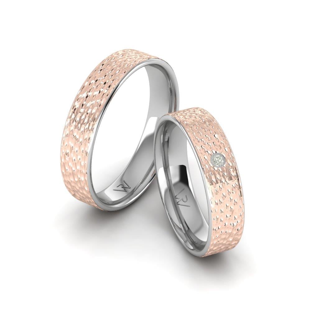 Eheringe mit Harmonyhalo-Weißgold und rosa Dalloz-Kristallsteinen