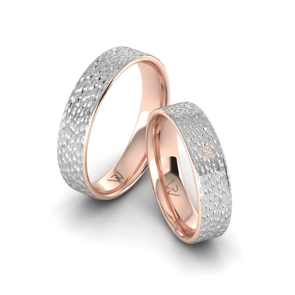Eheringe mit Harmonyhalo Roségold und weißen Dalloz-Kristallsteinen
