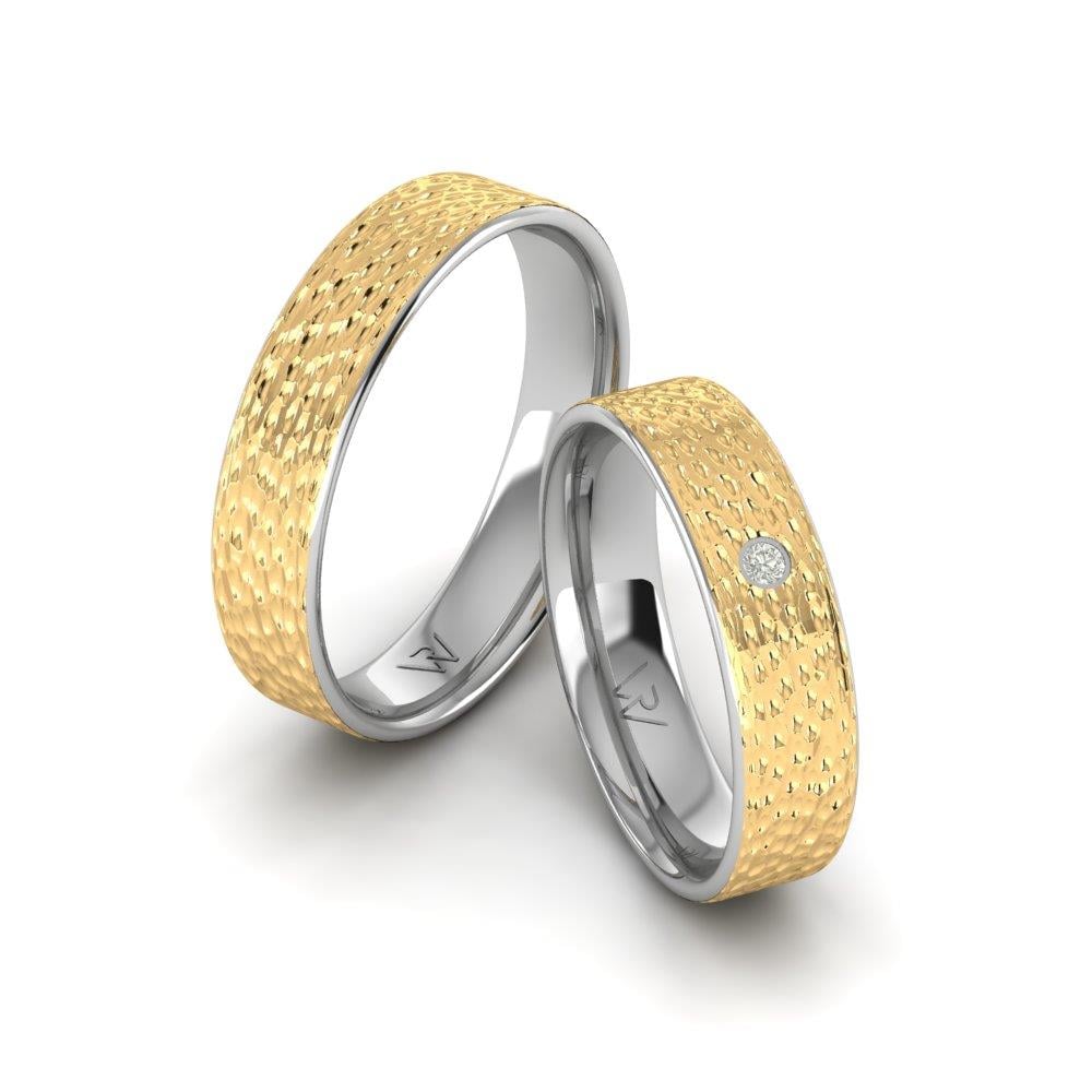 Eheringe mit Harmonyhalo-Gelbgold und weißen Dalloz-Kristallsteinen
