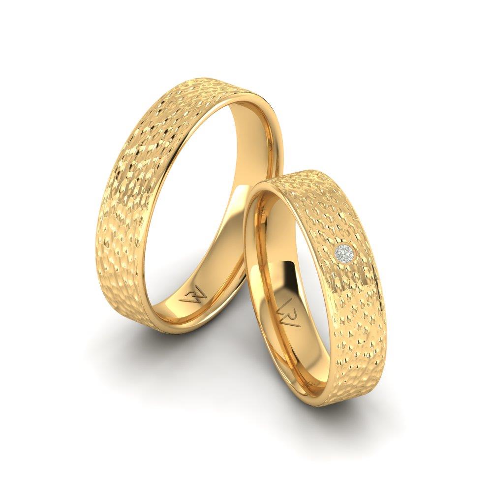 Eheringe mit Steinen Harmonyhalo Gelbgold Dalloz-Kristall