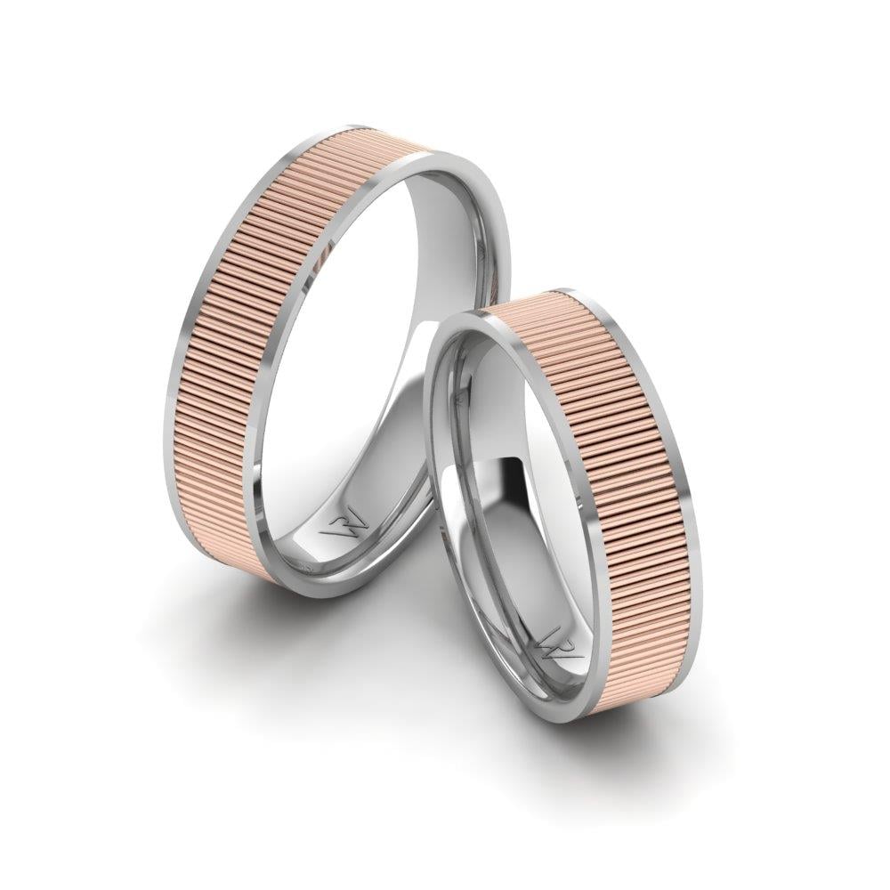 Klassische Infinifire-Eheringe aus Weiß- und Roségold 