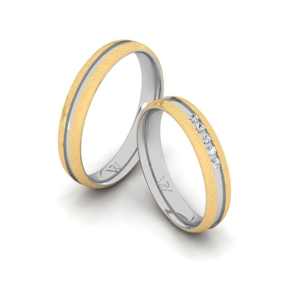 Eheringe mit Infiniteshine-Steinen aus Weißgold und gelbem Kristall von Dalloz