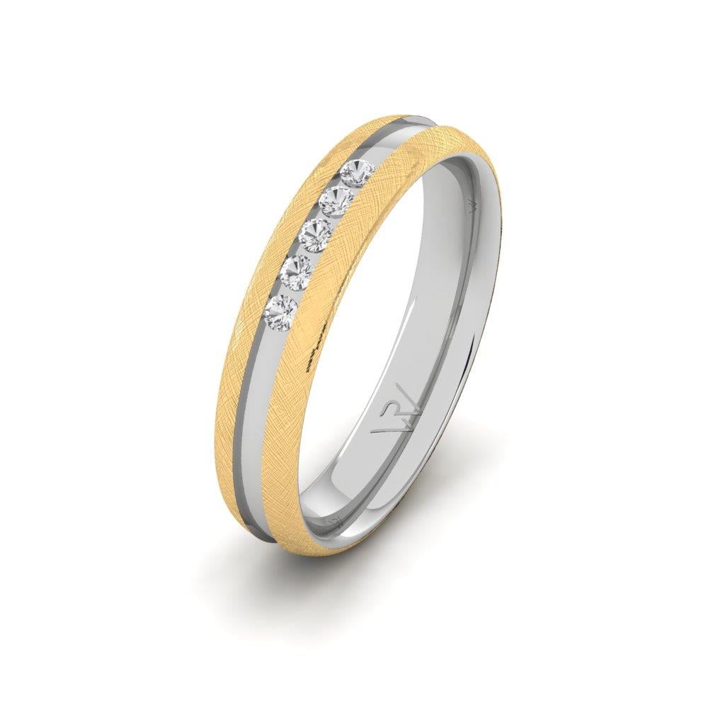 Damen-Eheringe mit Steinen aus Infiniteshine-Weißgold und gelbem Dalloz-Kristall