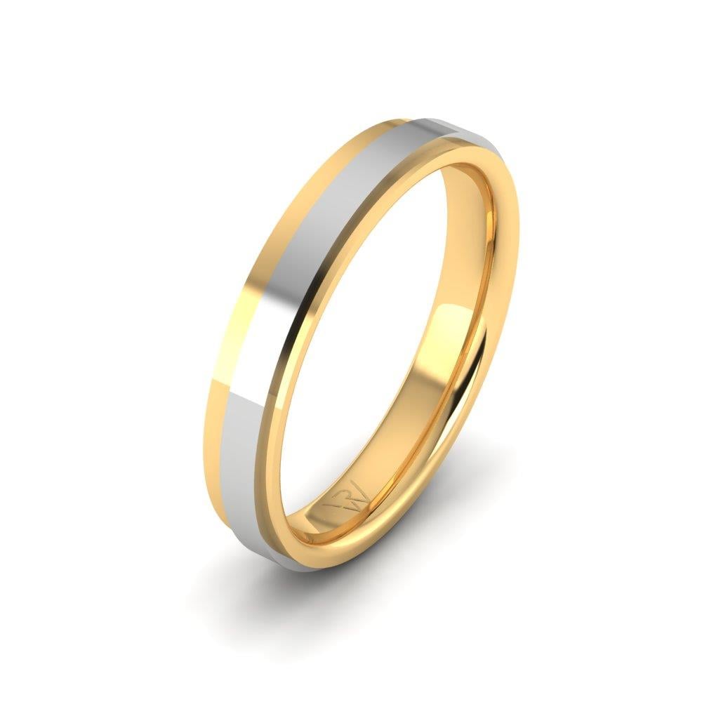 Klassische Eheringe für Herren Infinityra Gelbgold und Weiß 