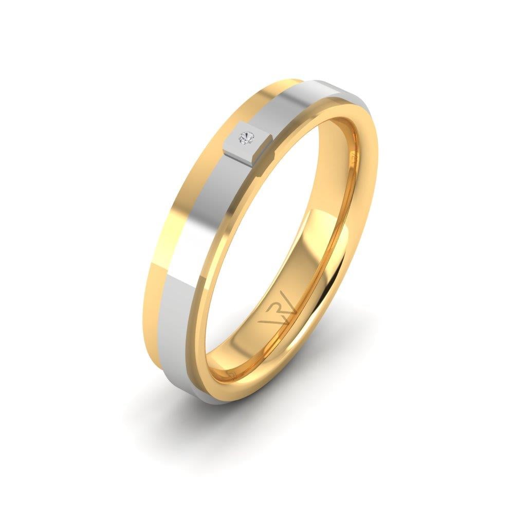 Damen-Eheringe mit Infinityra-Steinen aus Gelbgold und weißem Dalloz-Kristall