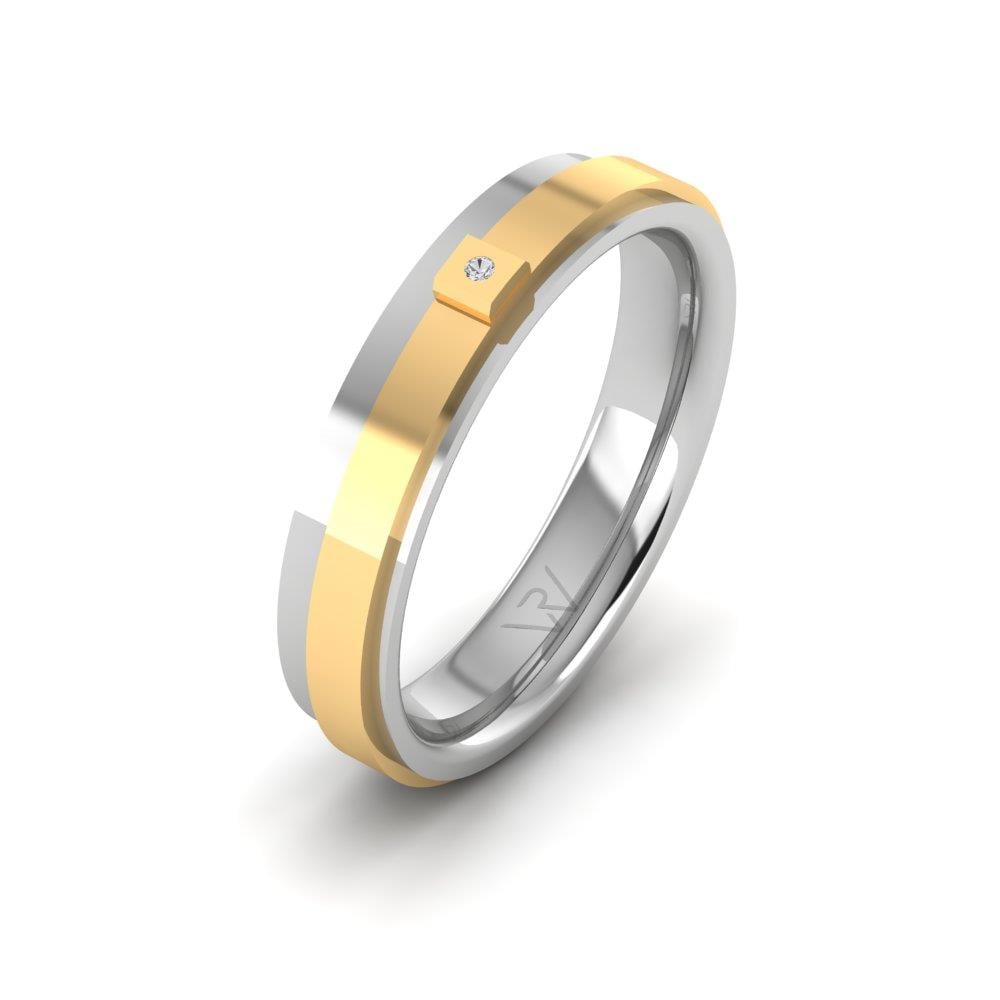 Damen-Eheringe mit Infinityra-Steinen aus Weißgold und gelbem Kristall von Dalloz