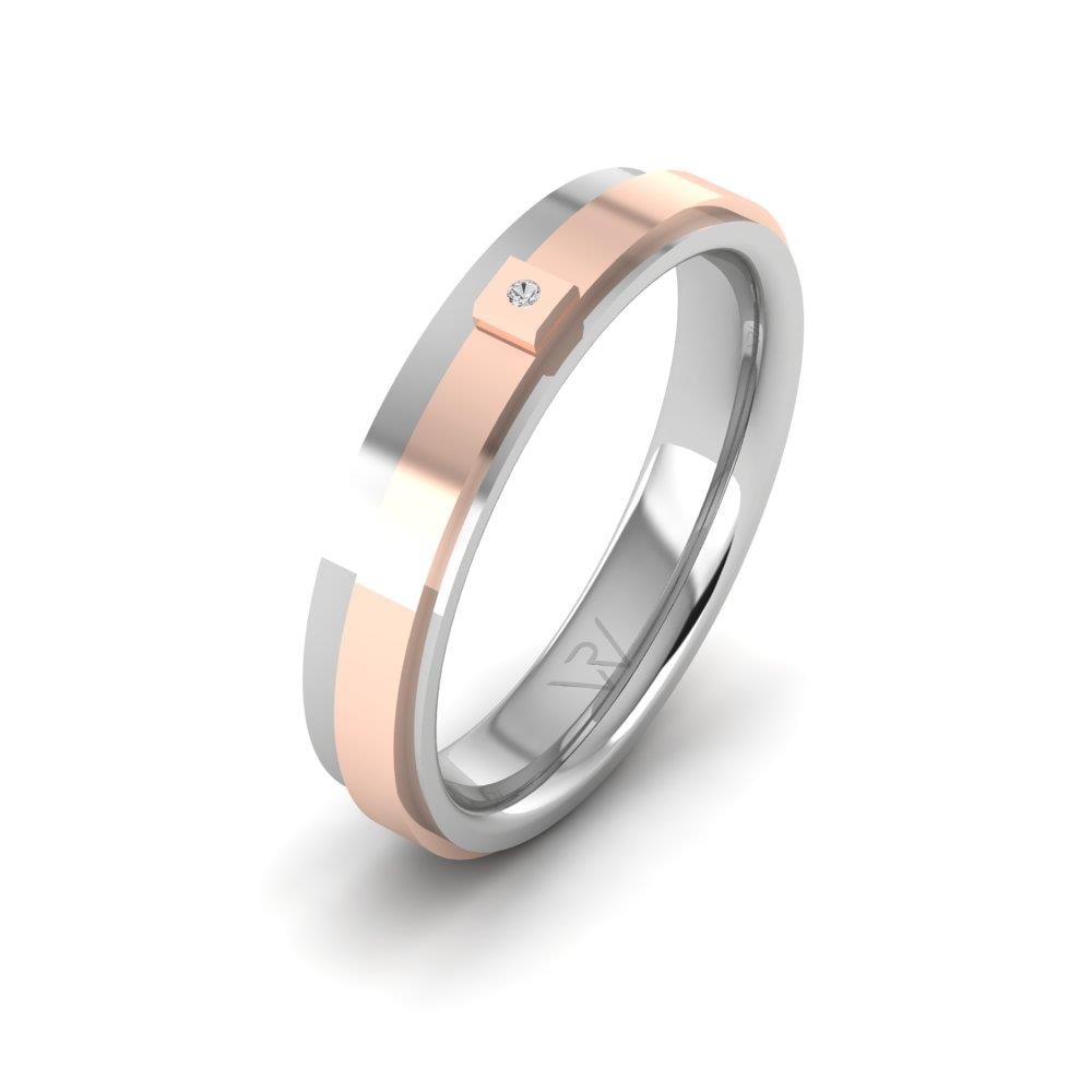 Damen-Eheringe mit Infinityra-Steinen aus Weißgold und rosafarbenem Kristall von Dalloz