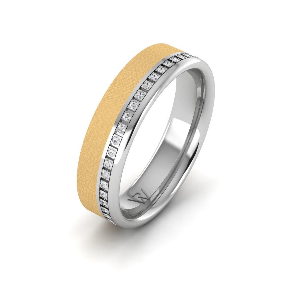 Eheringe mit Steinen für Damen Infinityre Weißgold und gelber Kristall von Dalloz