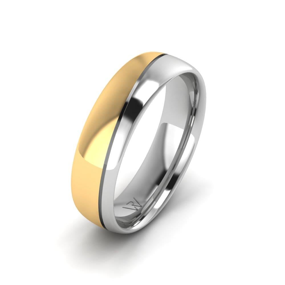 Klassische Eheringe für Männer JoyfulCircle Weiß- und Gelbgold 