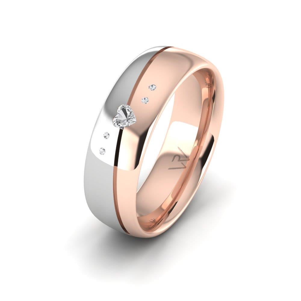Damen-Eheringe mit Steinen JoyfulCircle Roségold und weißem Dalloz-Kristall