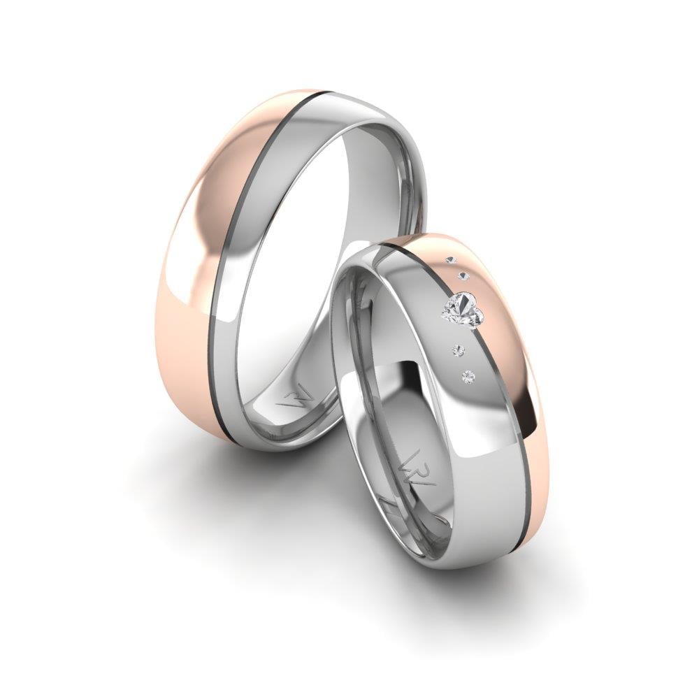 Eheringe mit Steinen JoyfulCircle Weißgold und rosa Kristall von Dalloz