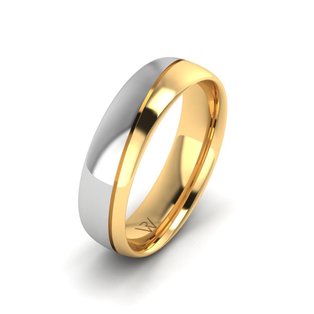 Klassische Eheringe für Männer JoyfulCircle Gelbgold und Weiß 