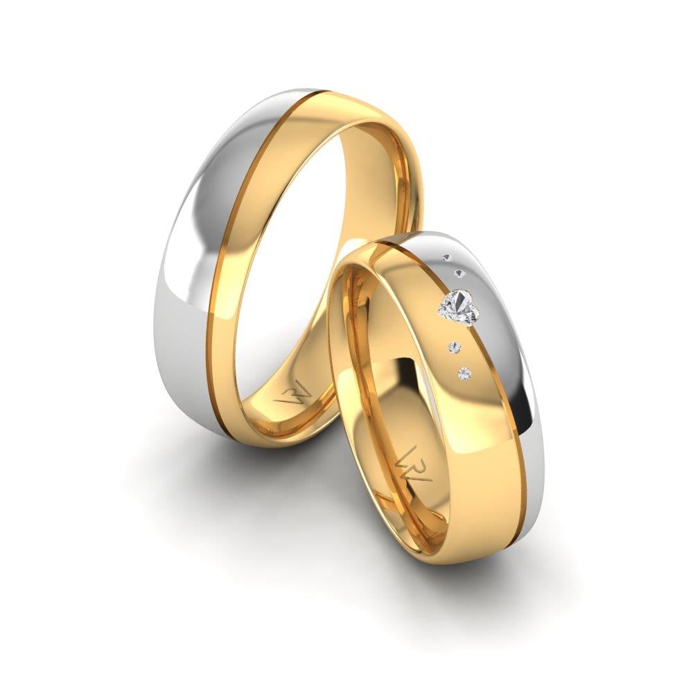Eheringe mit Steinen JoyfulCircle Gelbgold und weißem Dalloz-Kristall