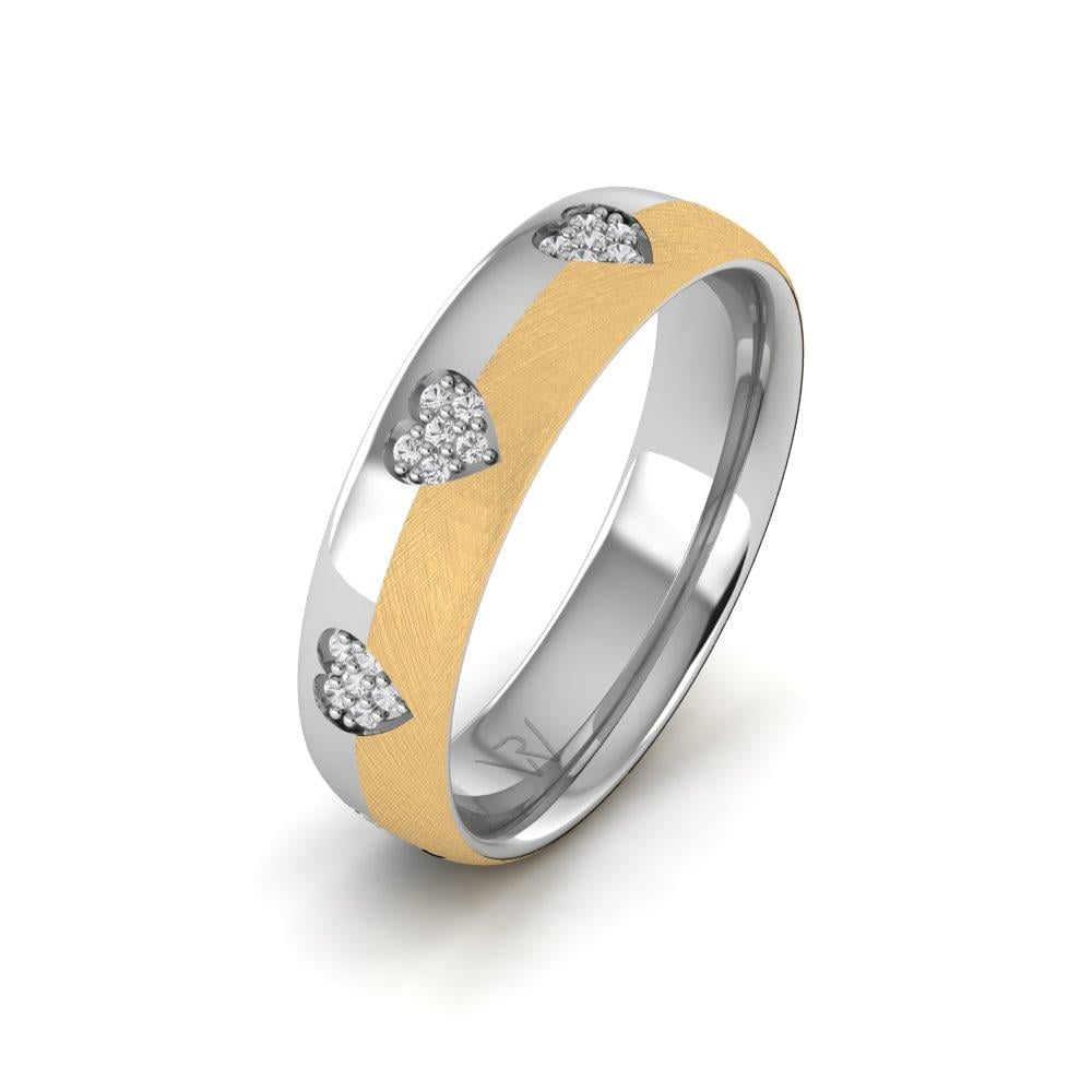 Eheringe mit Steinen für Damen, Lovelica-Gelbgold und weißer Dalloz-Kristall