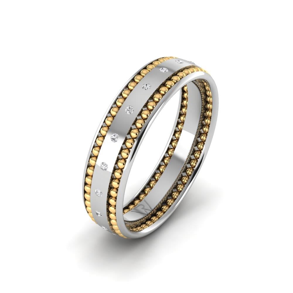 Eheringe mit Steinen für Damen, Lovelit-Weißgold und gelber Dalloz-Kristall