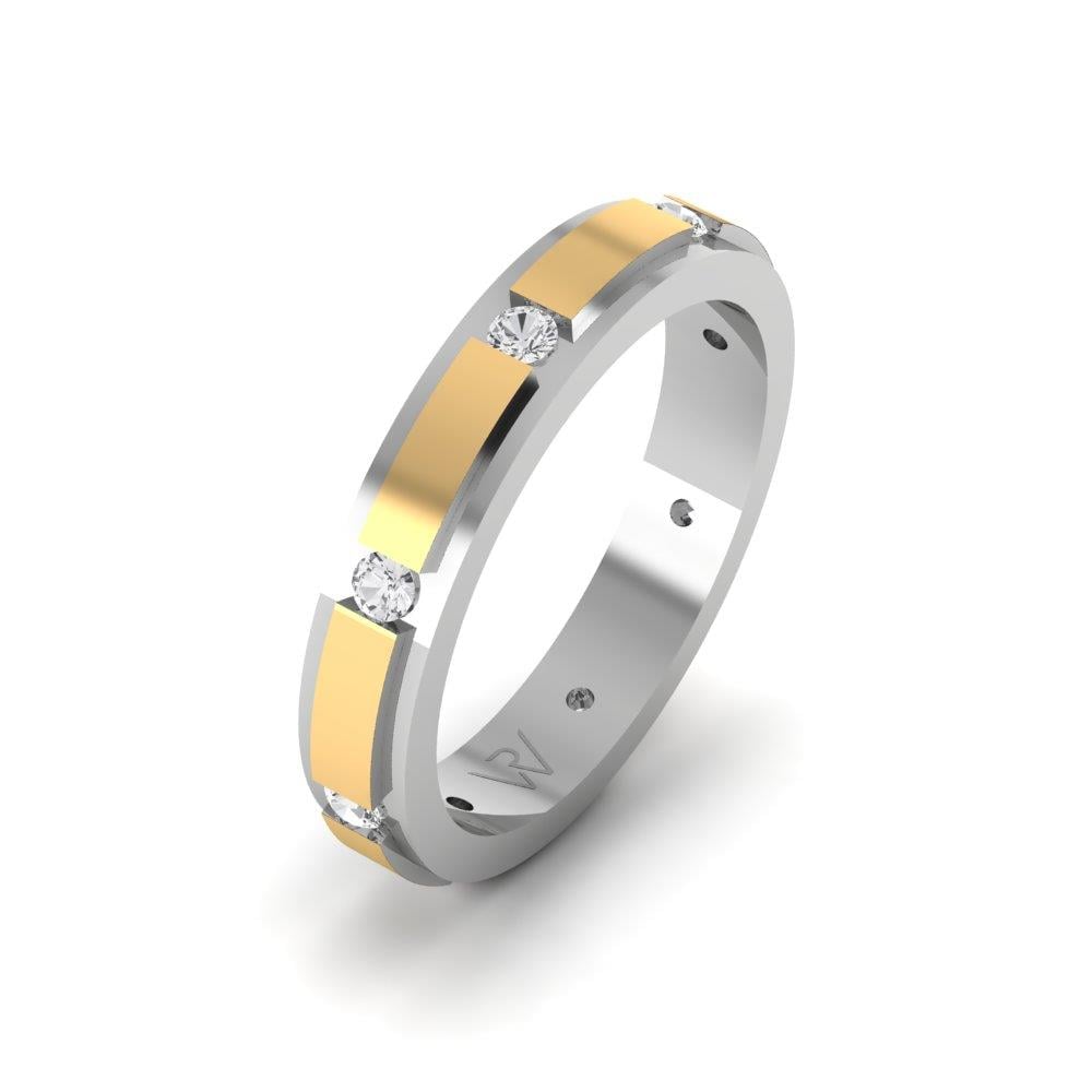 Eheringe mit Steinen für Damen Lovewhisper Weißgold und gelbem Dalloz-Kristall