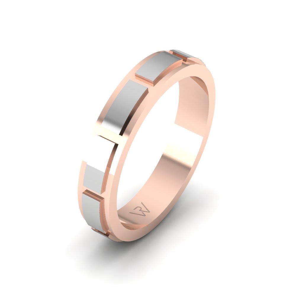 Moderne Herren-Eheringe Lovewhisper Roségold und Weiß 