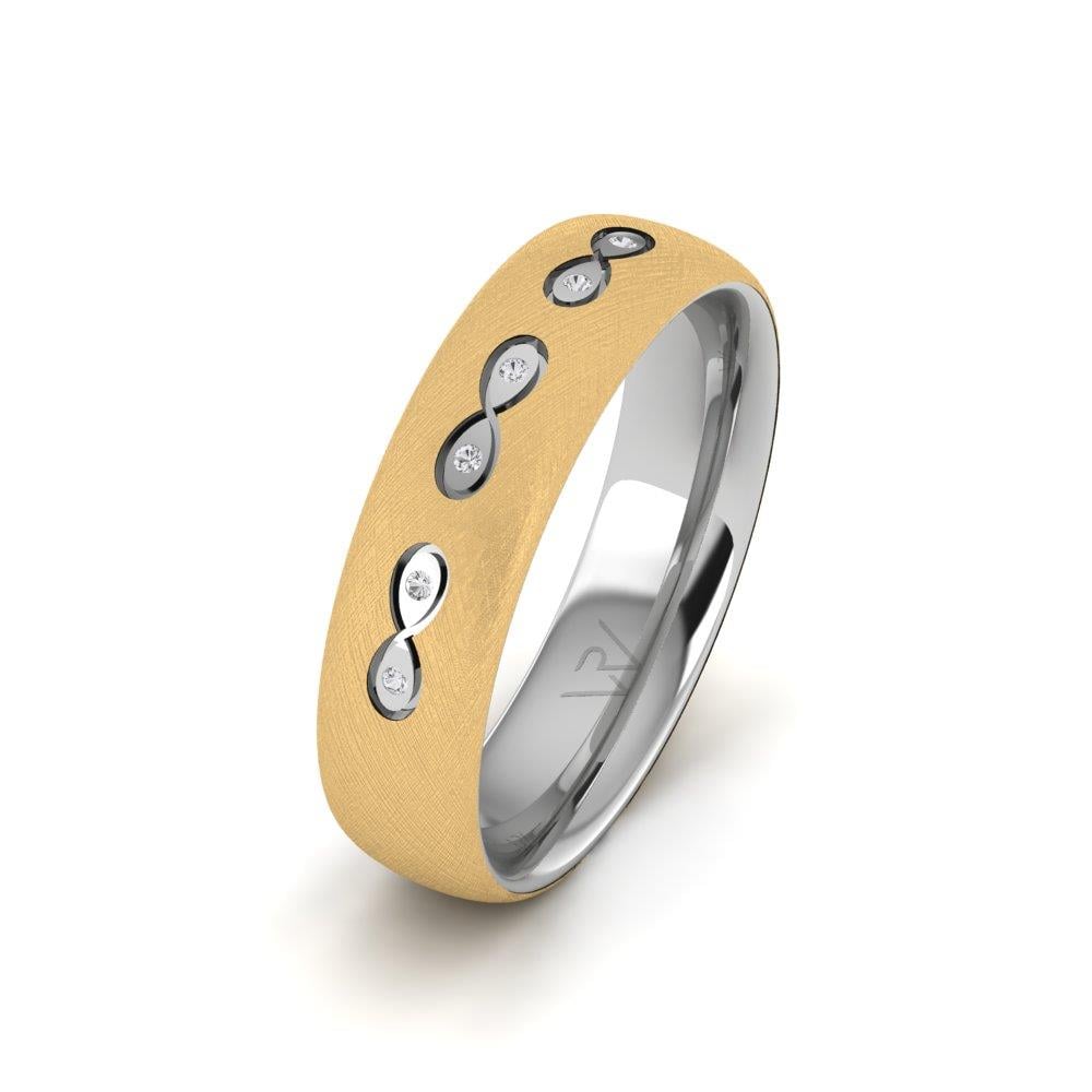 Eheringe mit Steinen für Damen Lumina Weißgold und gelbem Kristall von Dalloz