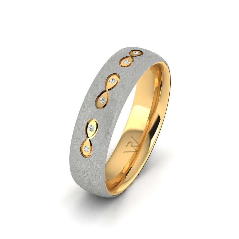 Damen-Eheringe mit Steinen aus Lumina-Gelbgold und weißem Dalloz-Kristall