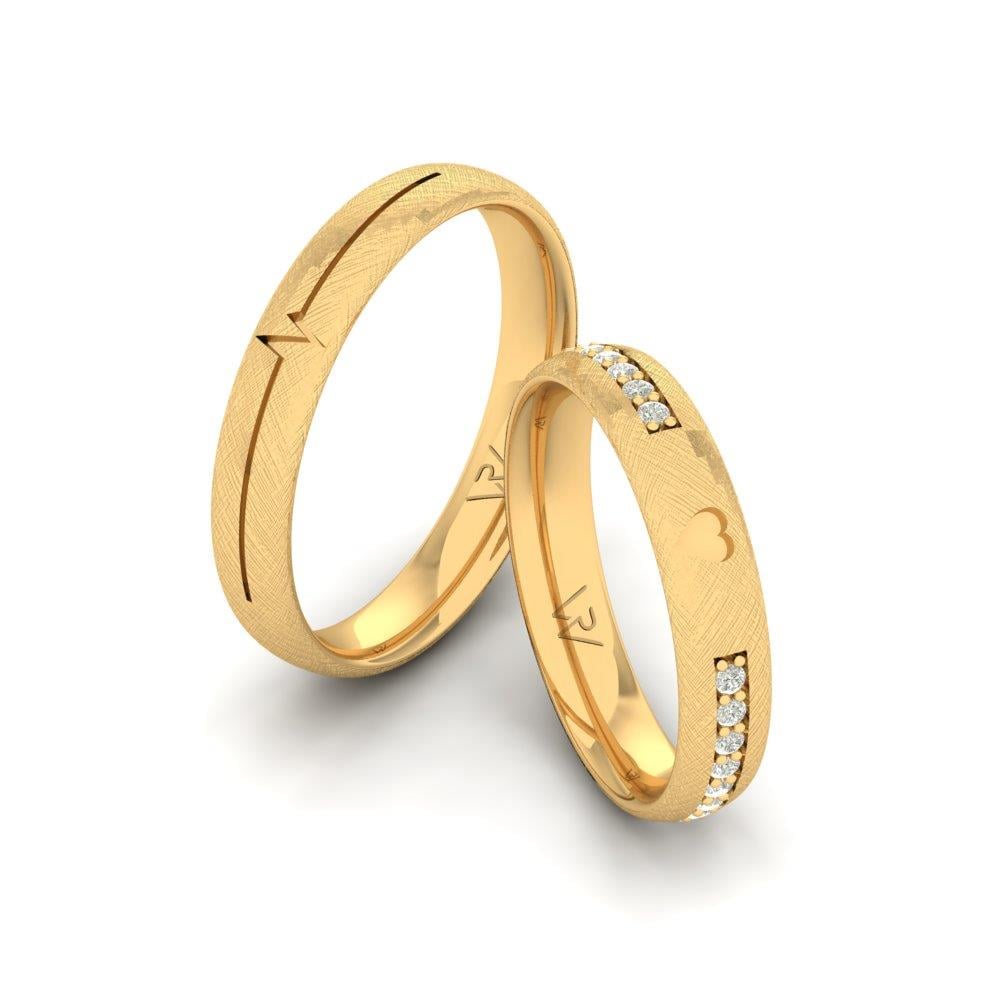 Eheringe mit Lustra-Steinen, Gelbgold-Dalloz-Kristall