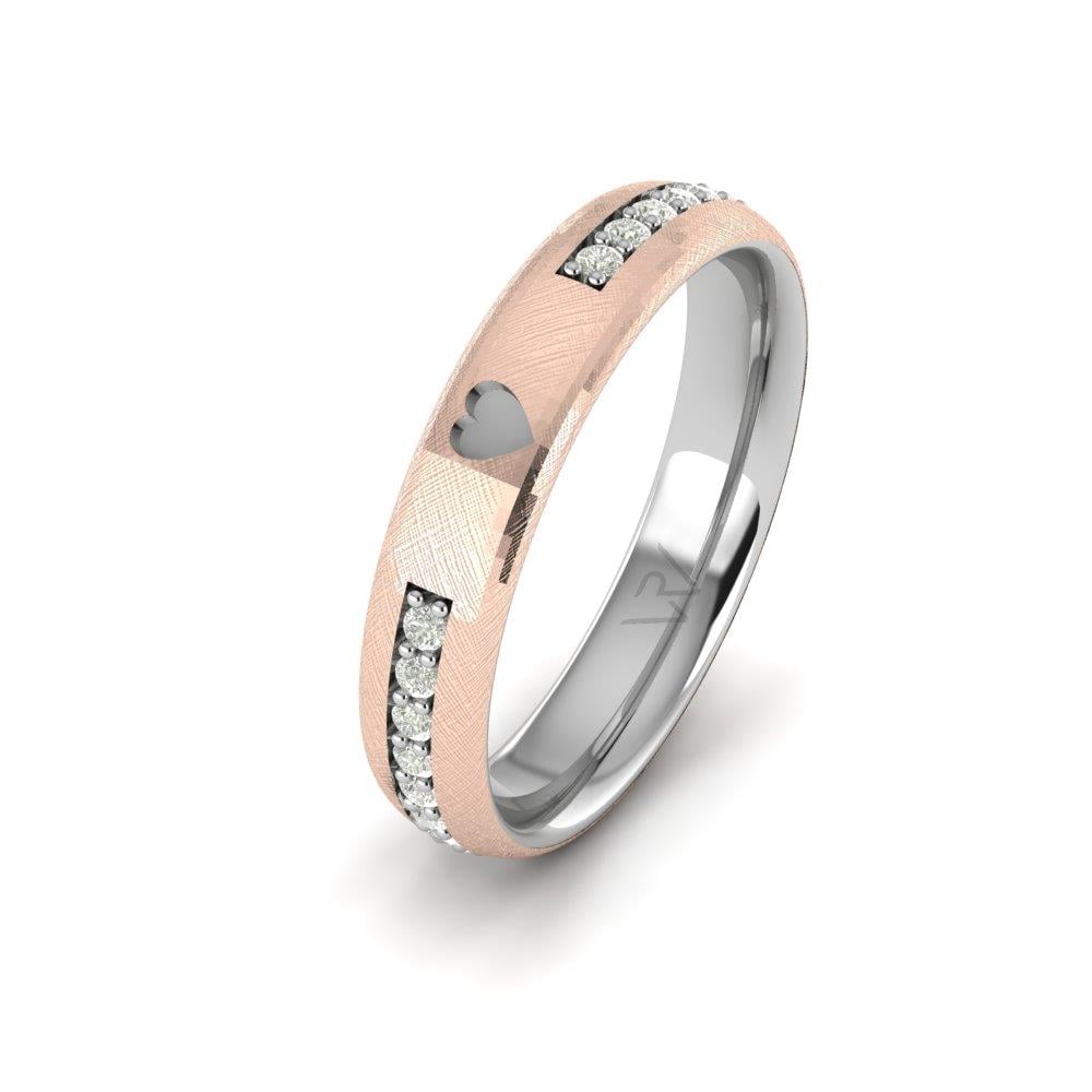 Eheringe mit Steinen für Damen, Lustra-Roségold und weißem Dalloz-Kristall