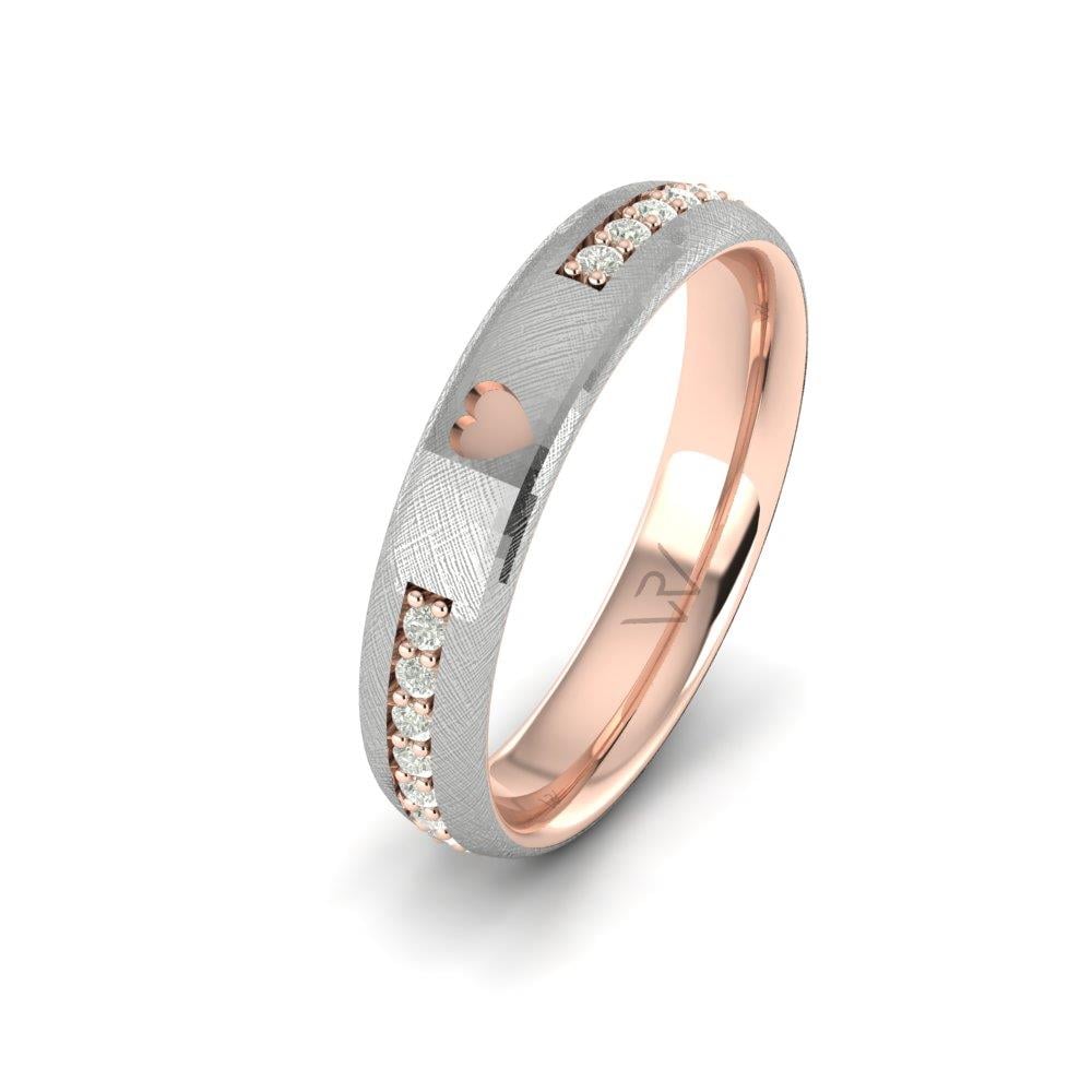 Eheringe mit Steinen für Damen, Lustra-Weißgold und rosa Dalloz-Kristall