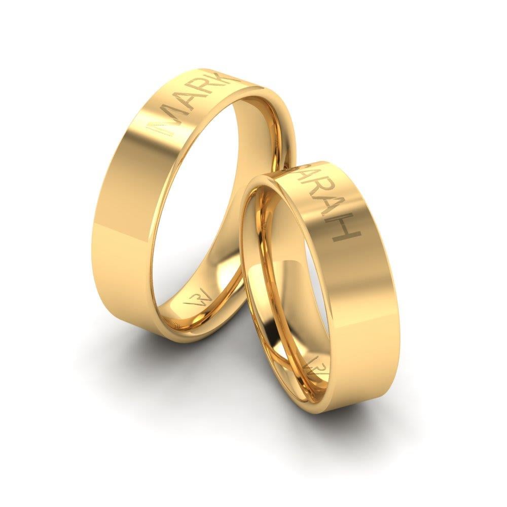 Klassische magische Eheringe aus Gelbgold 