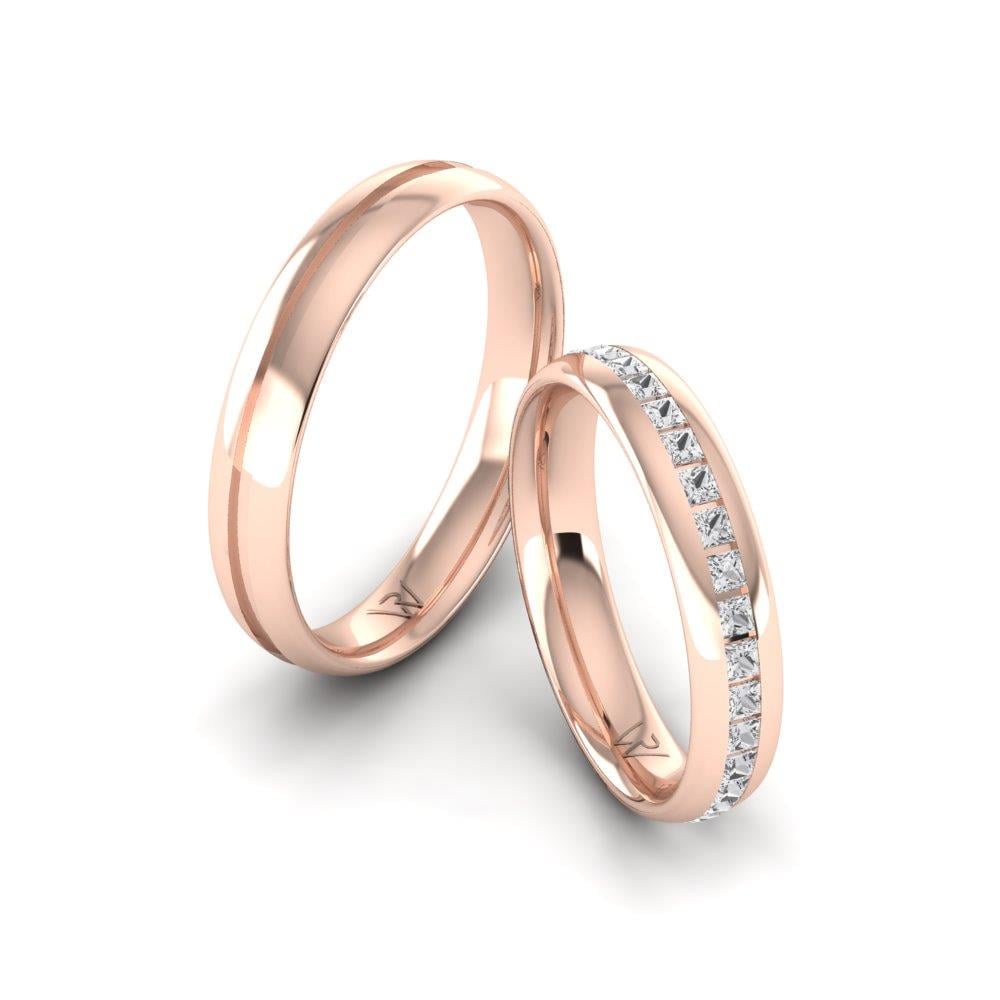 Eheringe mit Steinen PassionBond Roségold Dalloz-Kristall