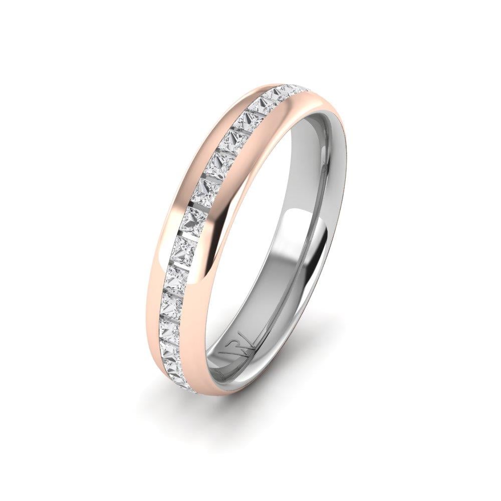 Eheringe mit Steinen für Damen PassionBond Weißgold und rosa Kristall von Dalloz