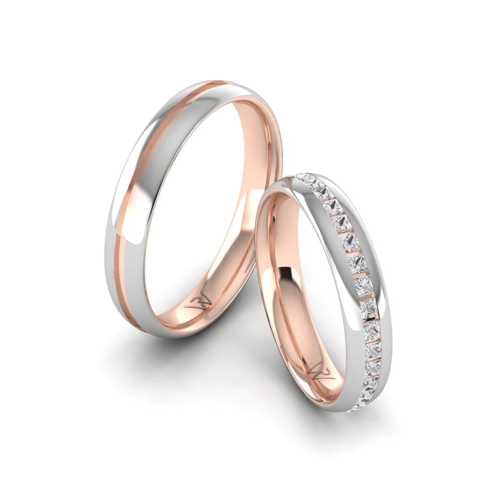 Eheringe mit PassionBond Roségold und weißen Dalloz-Kristallsteinen