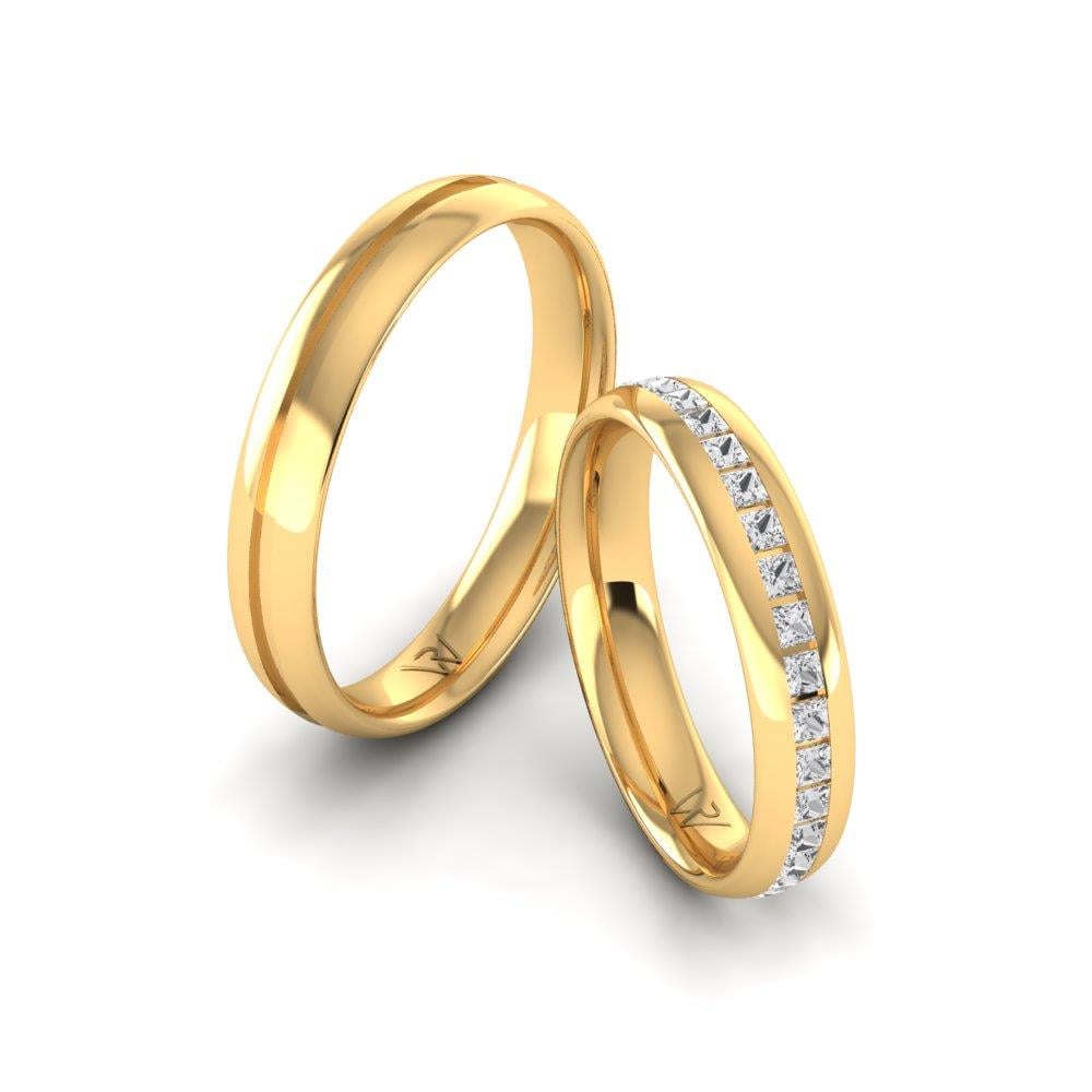 Eheringe mit Steinen PassionBond Gelbgold Dalloz-Kristall