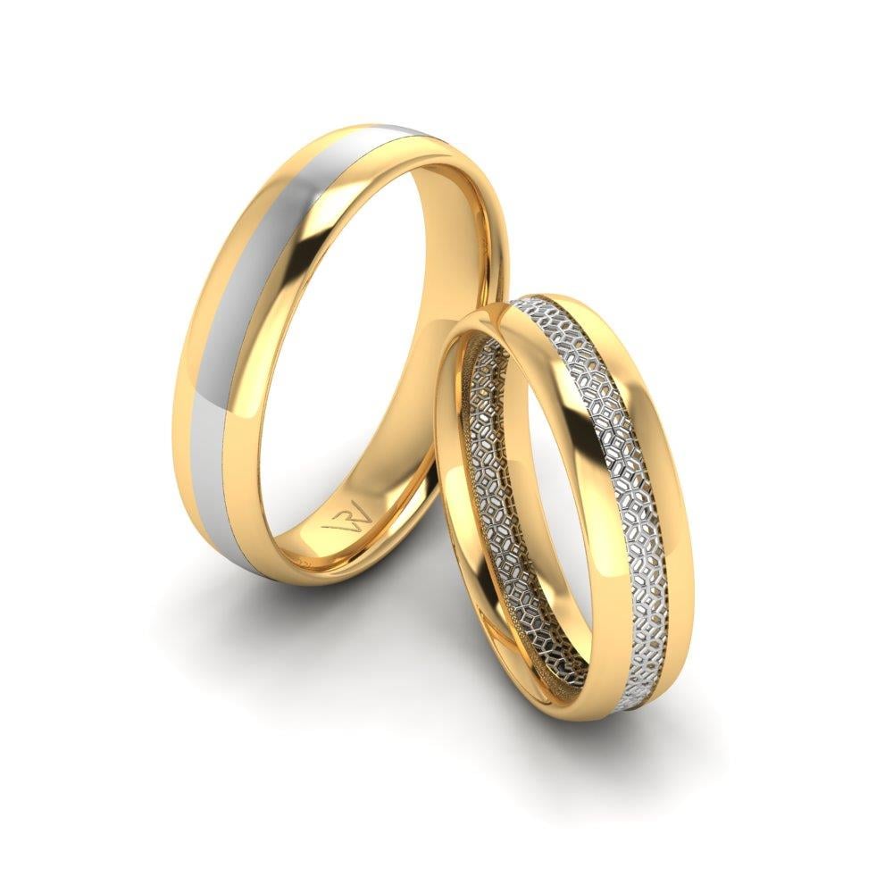 Moderne Eheringe aus Gelb- und Weißgold von Promise 