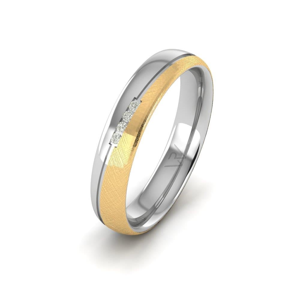 Damen-Eheringe mit Steinen von Promisecharm aus Gelbgold und weißem Dalloz-Kristall