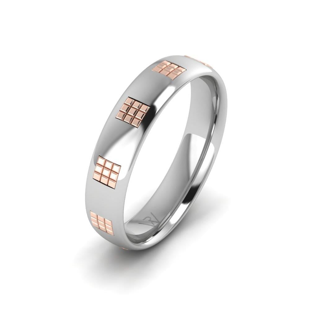 Moderne Herren-Eheringe Pureglow Weiß- und Roségold 