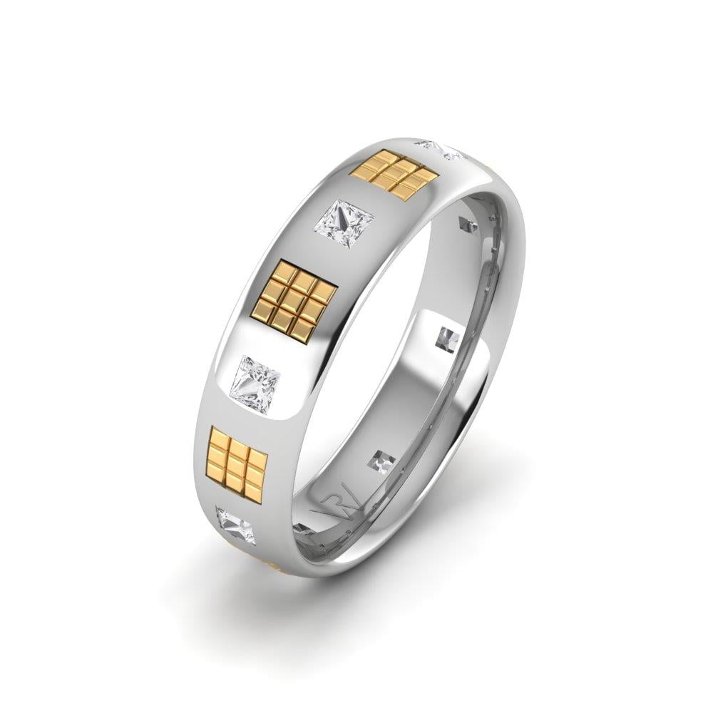 Eheringe mit Steinen für Damen Pureglow Weißgold und gelber Kristall von Dalloz
