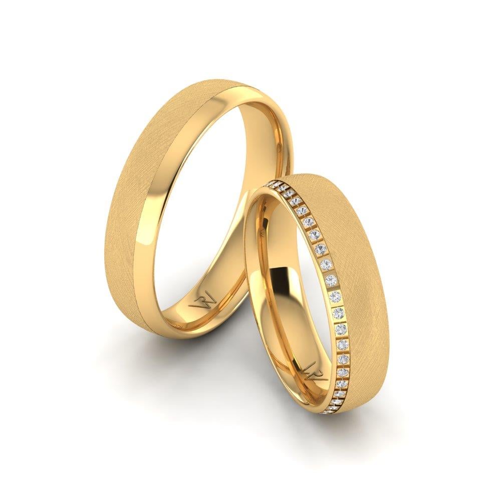 Eheringe mit Radiance-Steinen, Gelbgold-Dalloz-Kristall