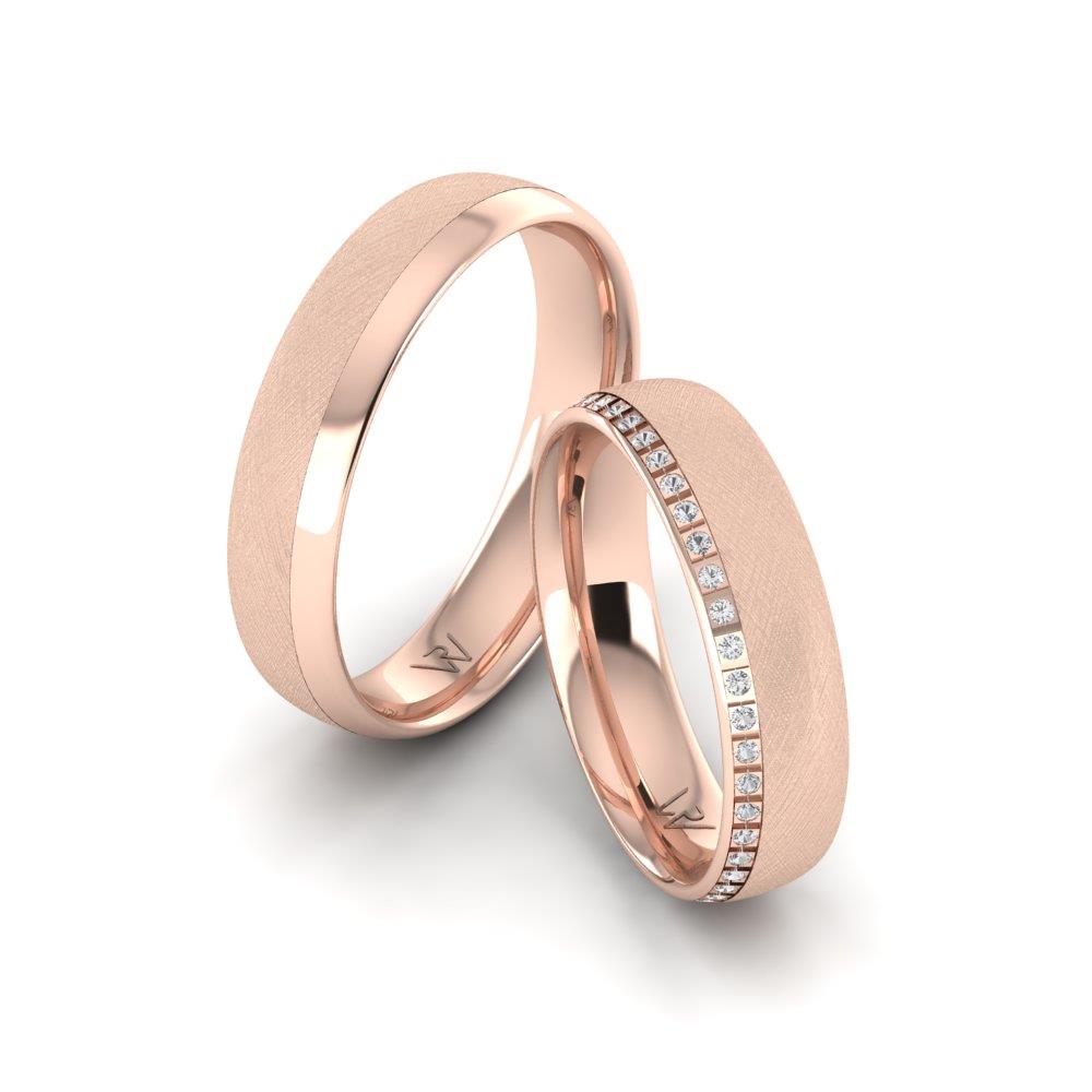 Eheringe mit Radiance-Steinen, Roségold-Dalloz-Kristall