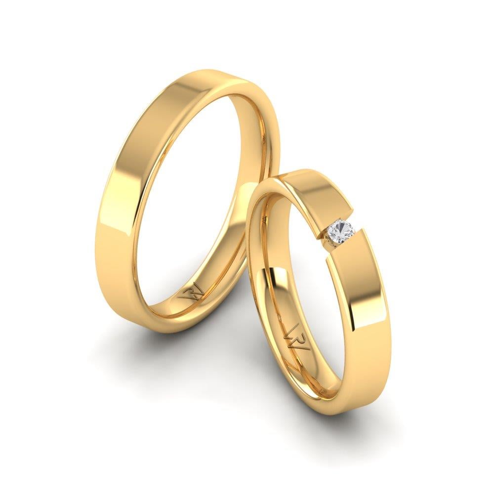 Eheringe mit Steinen RadiantBands Gelbgold Dalloz-Kristall