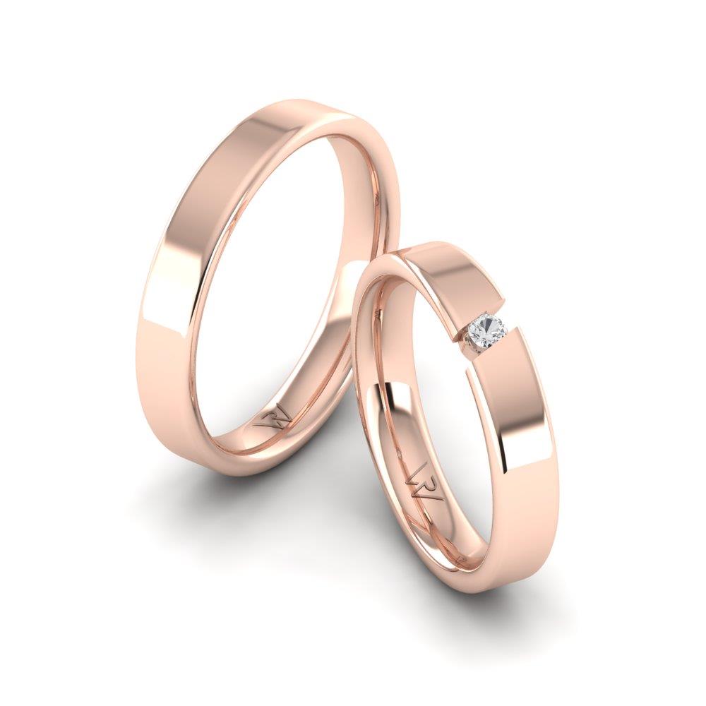 Eheringe mit Steinen RadiantBands Roségold Dalloz-Kristall