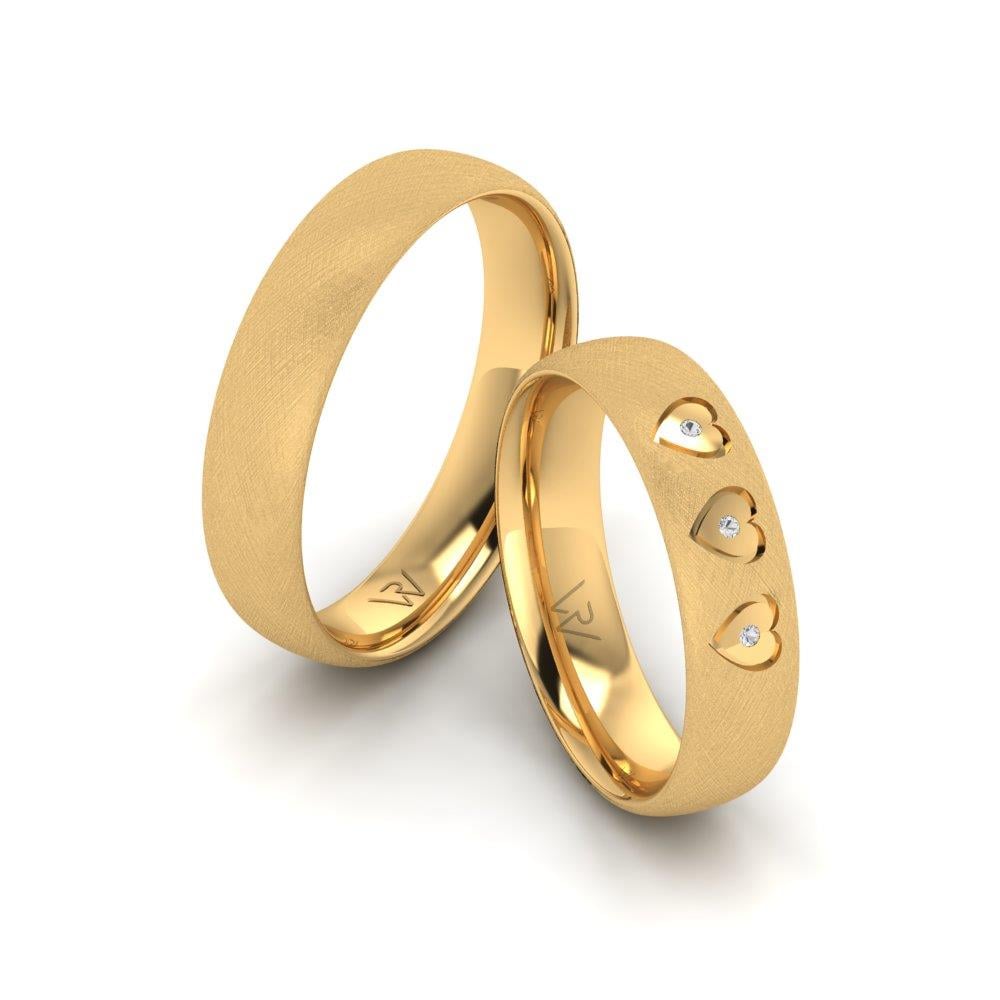 Eheringe mit Radiantia-Steinen, Gelbgold-Dalloz-Kristall
