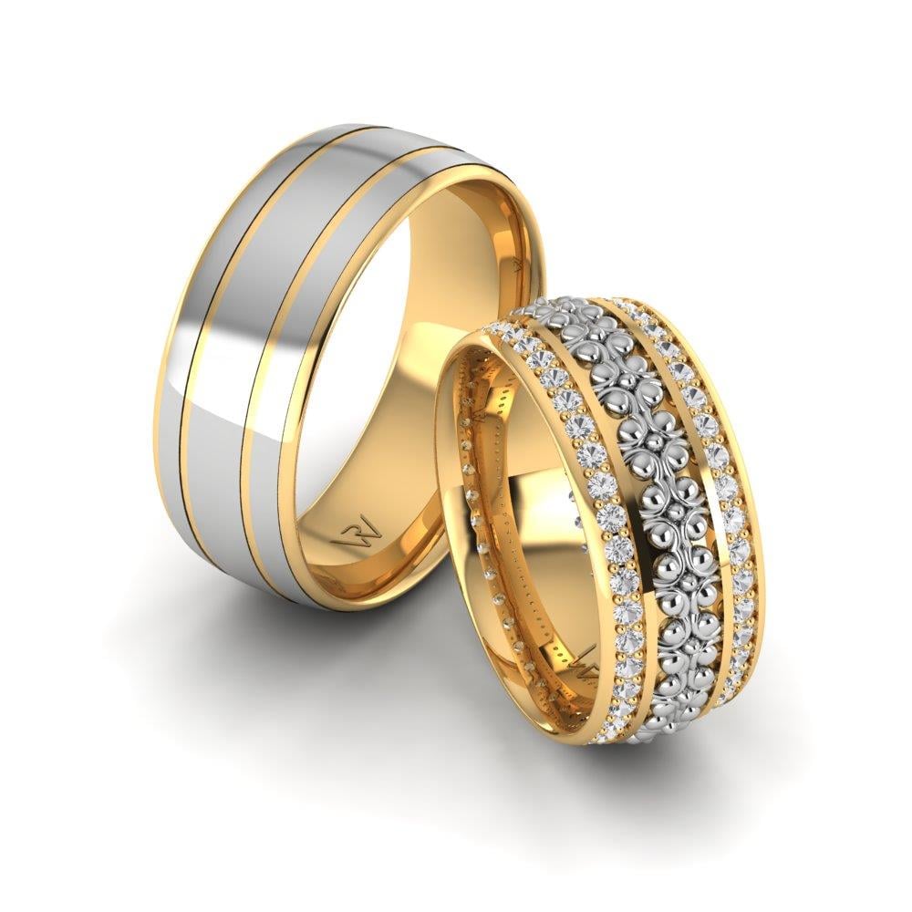 RadiantPromise Eheringe aus Gelbgold und weißem Dalloz-Kristall