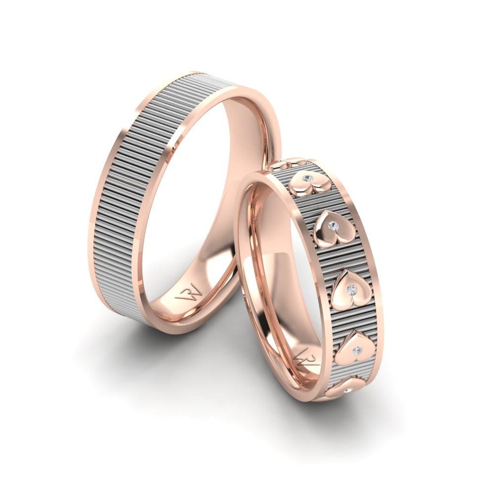 Eheringe mit Radiave-Roségold und weißen Dalloz-Kristallsteinen