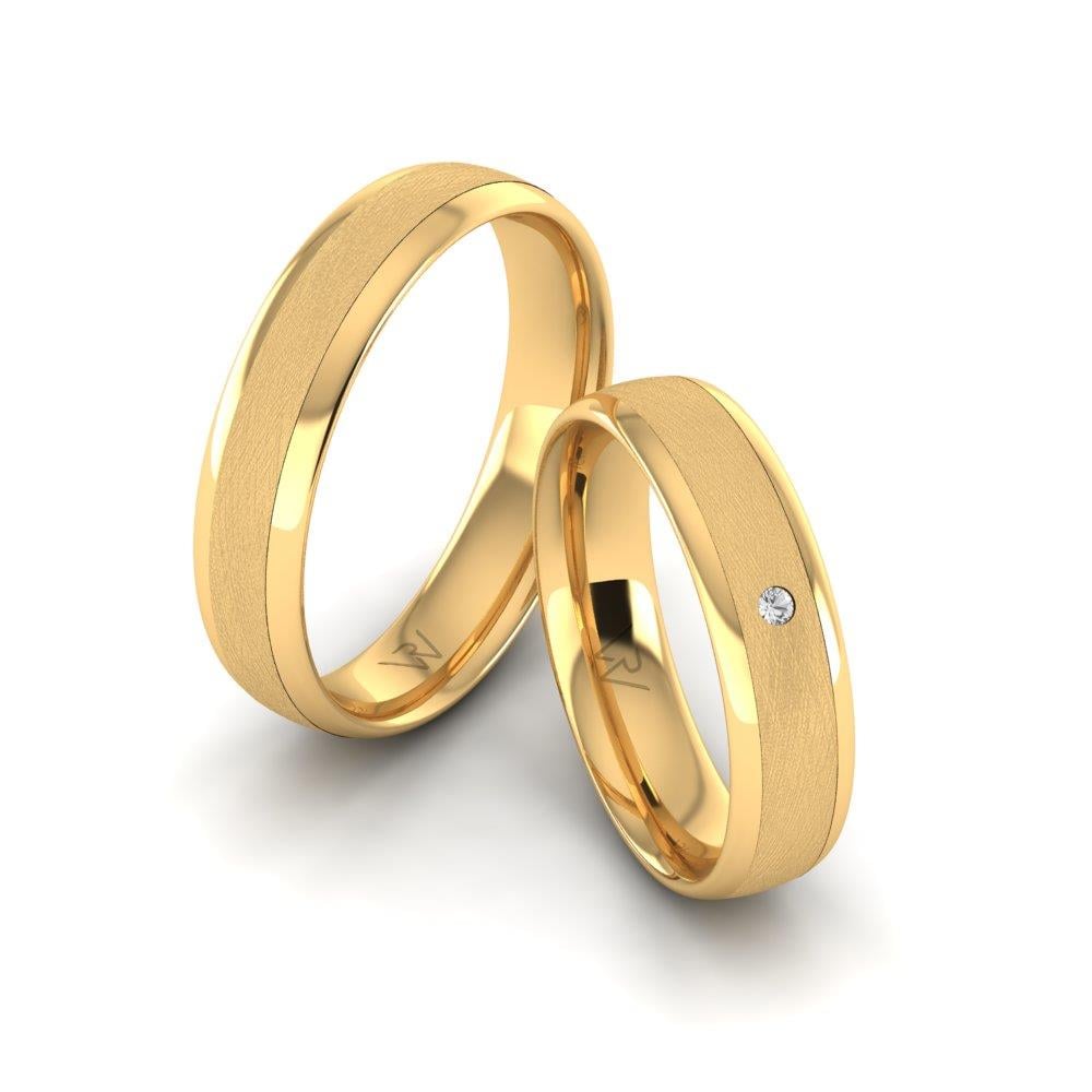 Eheringe mit Steinen Reflare Gelbgold Dalloz-Kristall