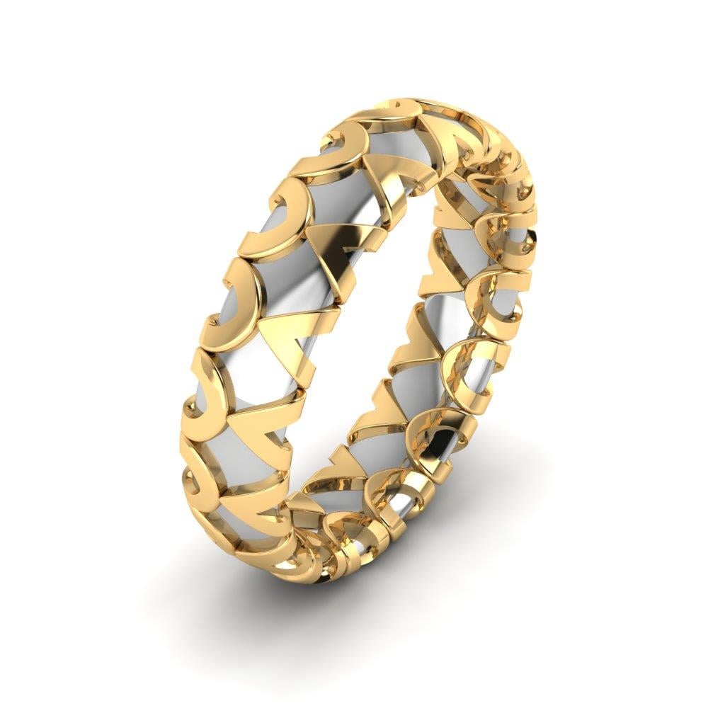 Moderne Herren-Eheringe Rosehaven Gelbgold und Weiß 