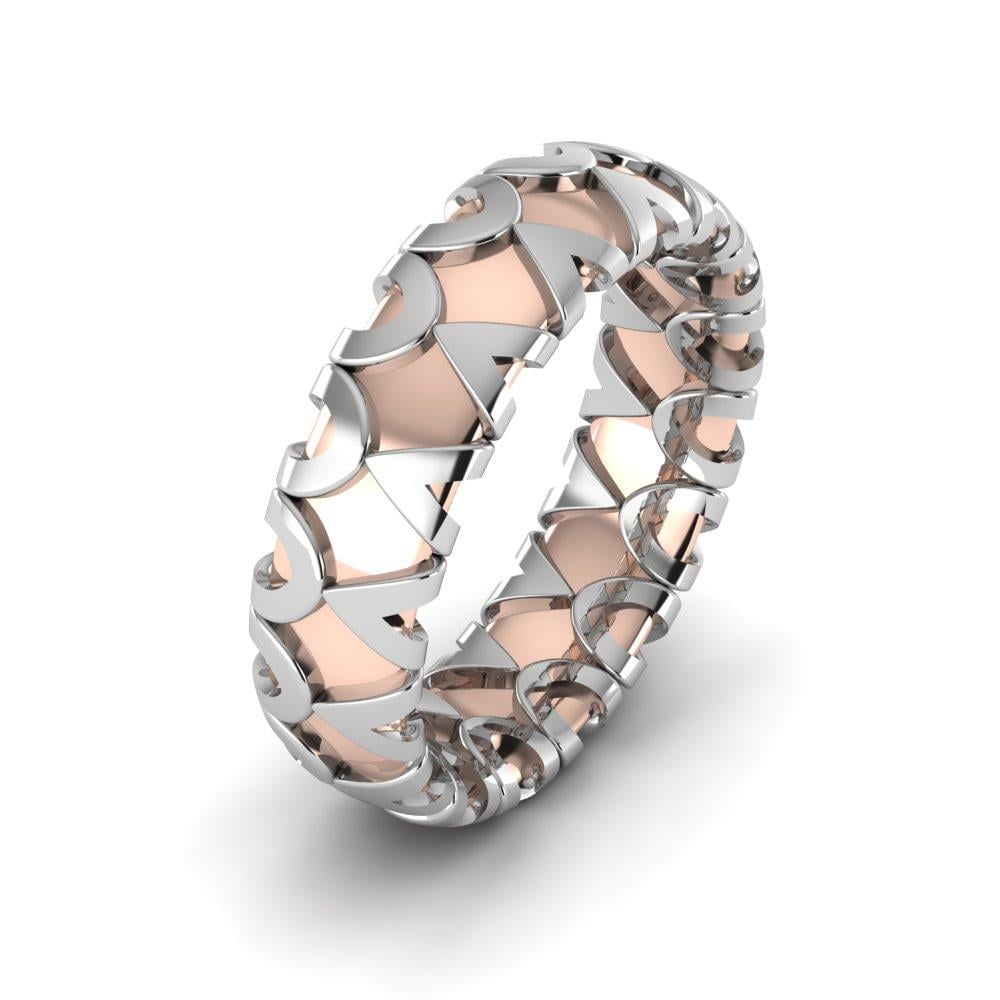 Moderne Damen-Eheringe Rosehaven Weiß- und Roségold 