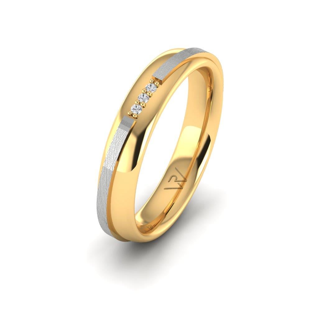 Eheringe mit Damensteinen aus Scintillify-Gelbgold und weißem Dalloz-Kristall