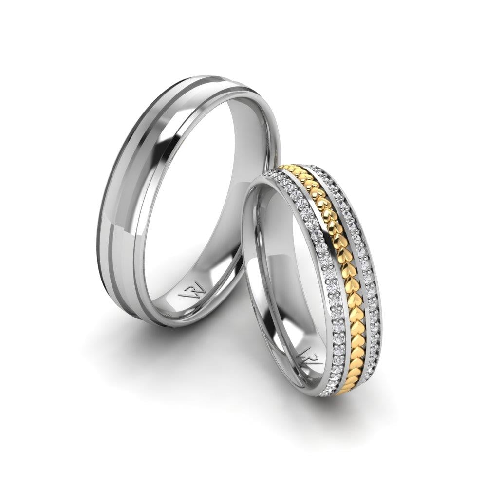 Eheringe mit SerenityLoop Weißgold- und gelben Dalloz-Kristallsteinen