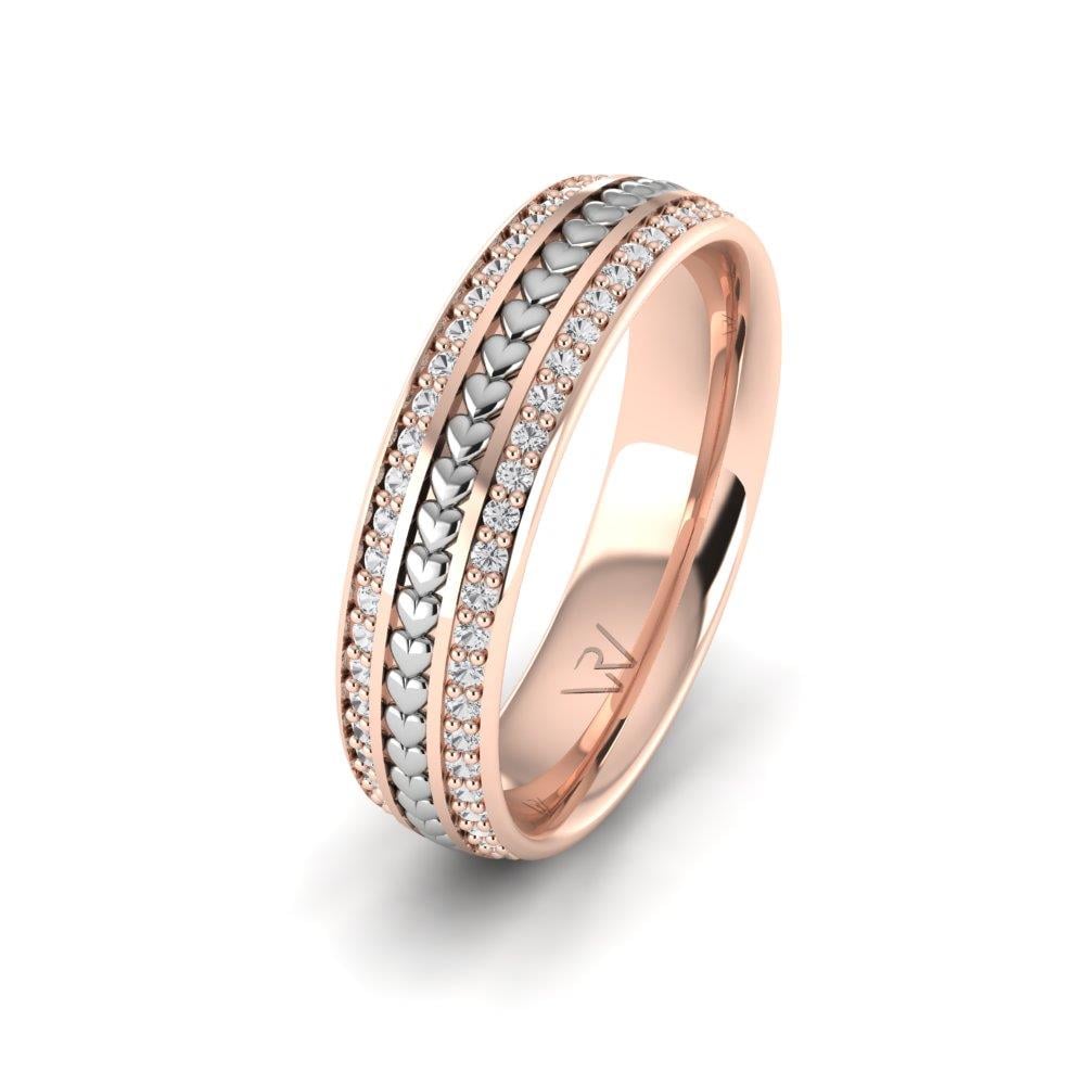 Damen-Eheringe mit Steinen SerenityLoop Roségold und weißem Dalloz-Kristall